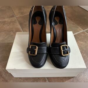 Chloe Black Leather Buckle Pumps- like new